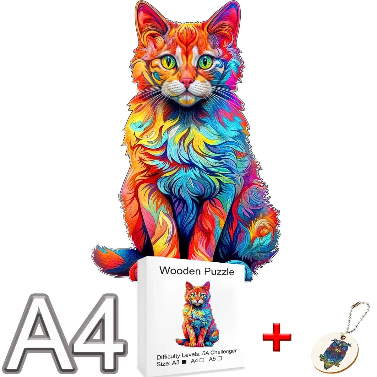 Puzzle en bois - Chat - Coffre à jouets