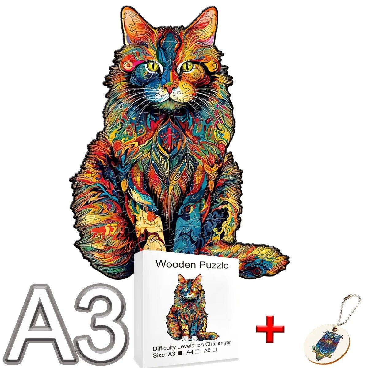 Puzzle en bois - Chat Main Coon - Coffre à jouets