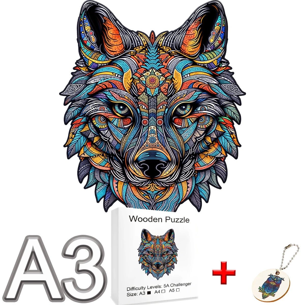 Puzzle en bois loup - Coffre à jouets