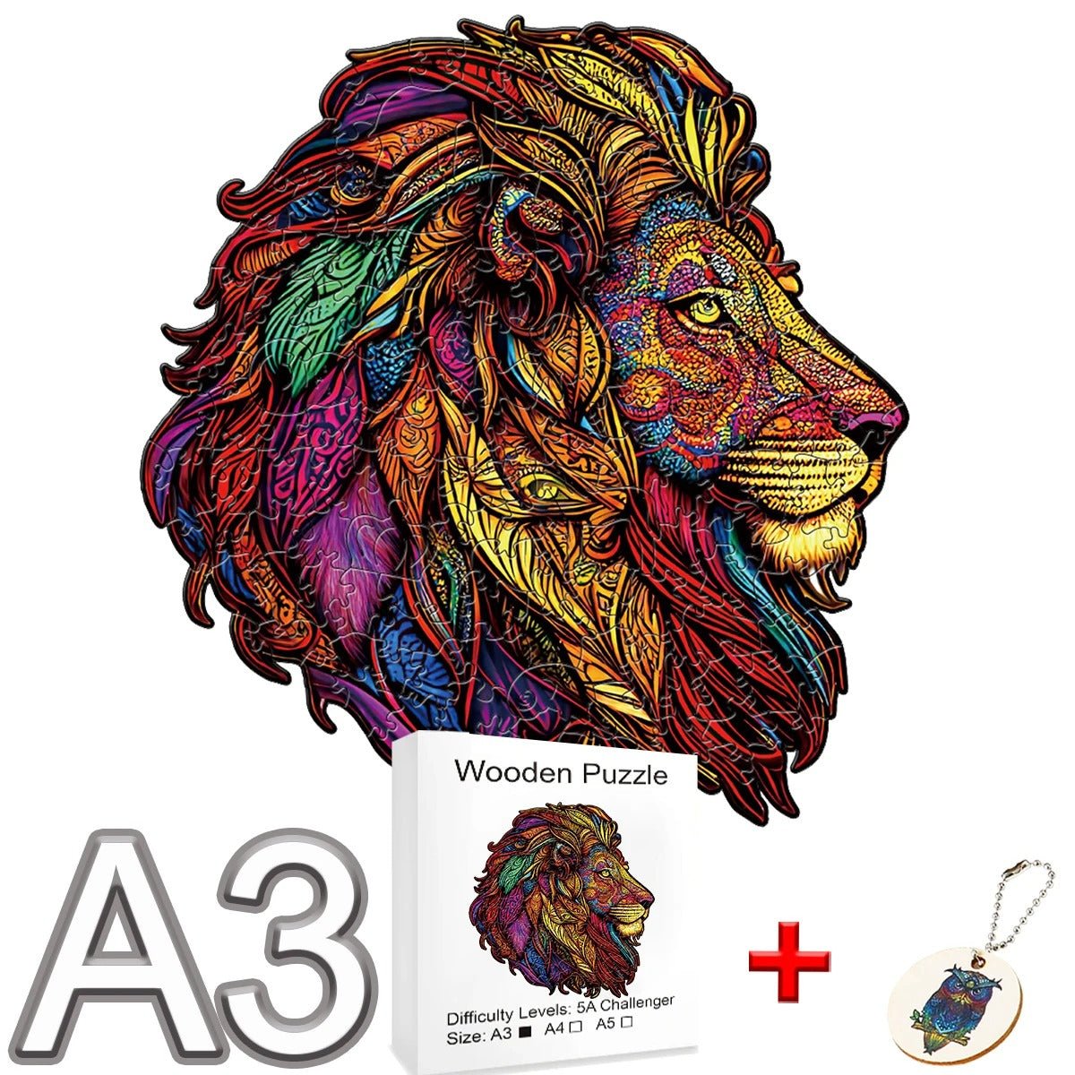 Puzzle en Bois Tête de Lion - Coffre à jouets