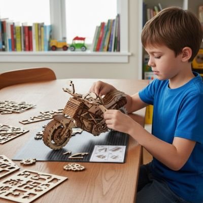 Puzzle 3d bois​ Moto